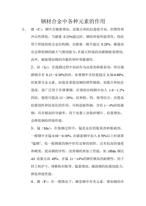 合金中元素的作用