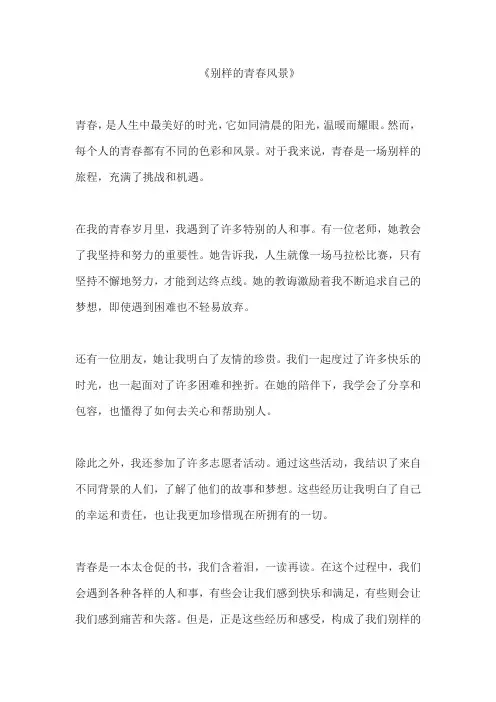 别样的青春风景600字作文