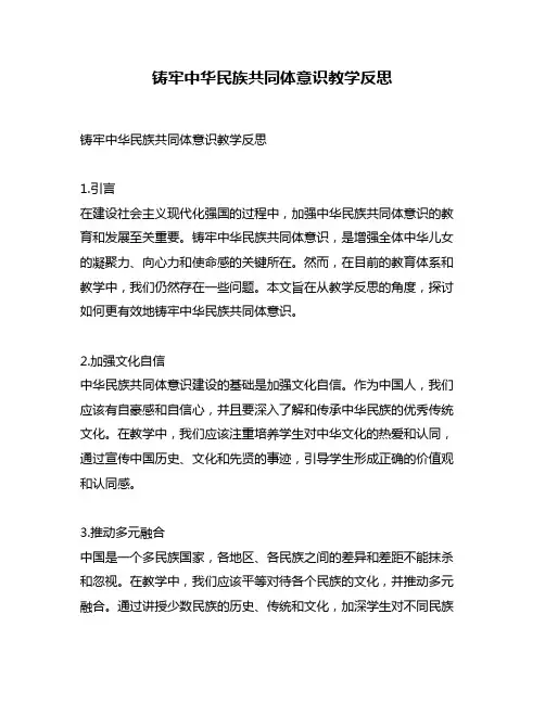 铸牢中华民族共同体意识教学反思