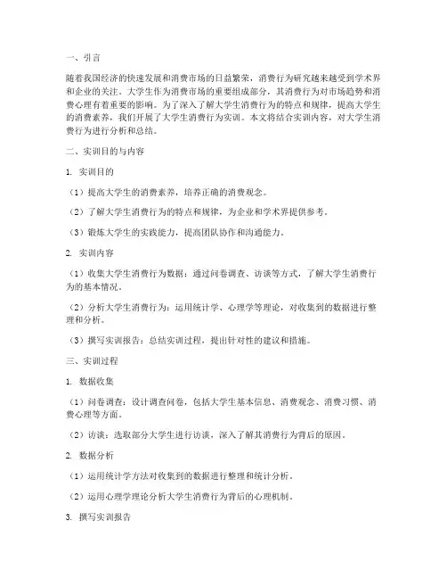 大学生消费行为实训报告