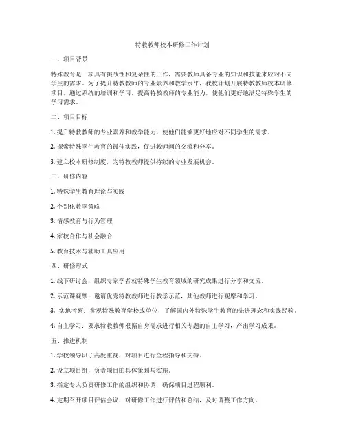 特教教师校本研修工作计划