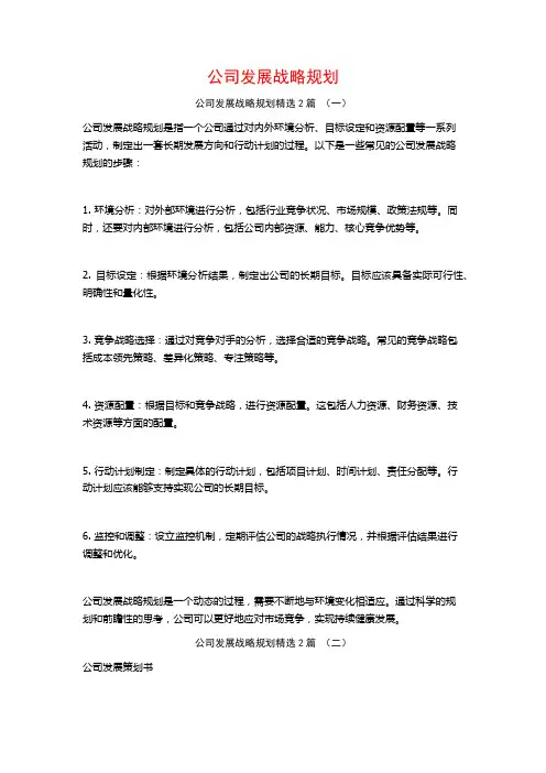 公司发展战略规划2篇