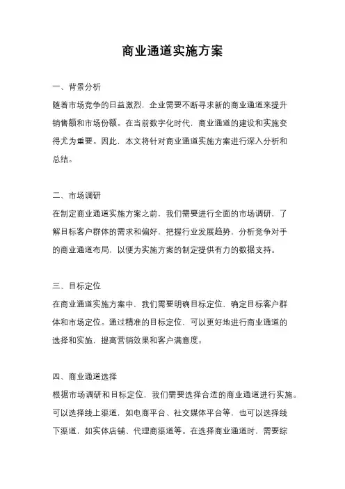 商业通道实施方案