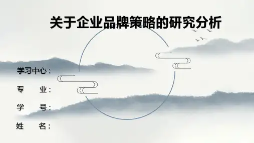 关于企业品牌策略的研究分析答辩ppt