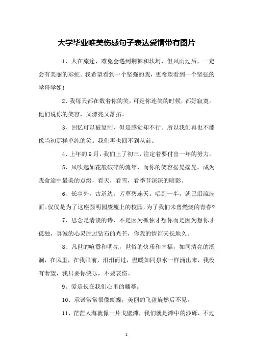 大学毕业唯美伤感句子表达爱情带有图片
