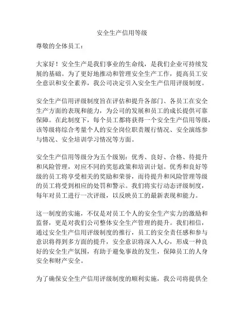 安全生产信用等级