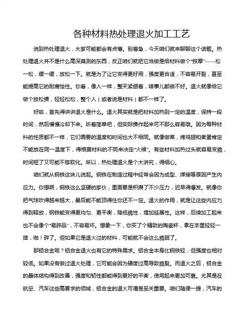 各种材料热处理退火加工工艺