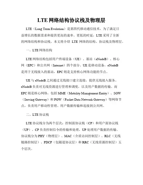 LTE网络结构协议栈及物理层