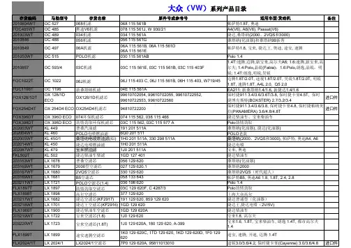 马勒滤清器产品表对照表
