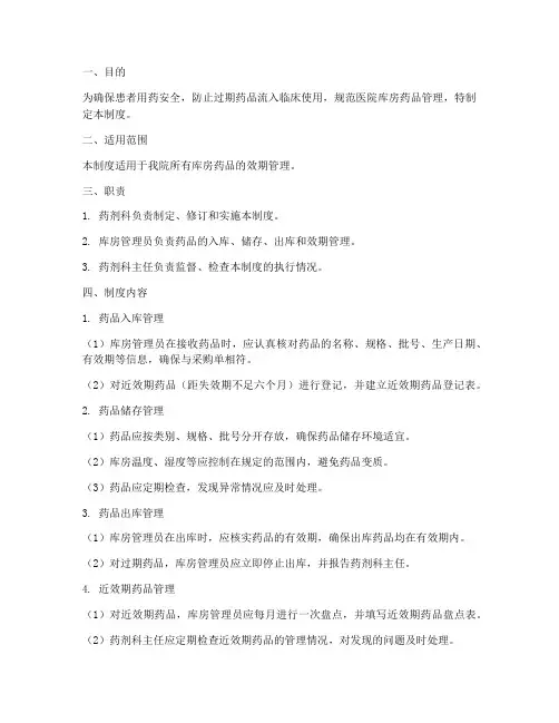医院库房药品效期管理制度