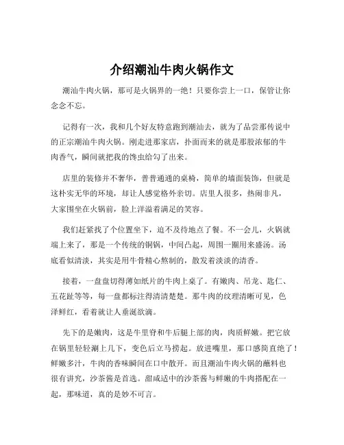 介绍潮汕牛肉火锅作文