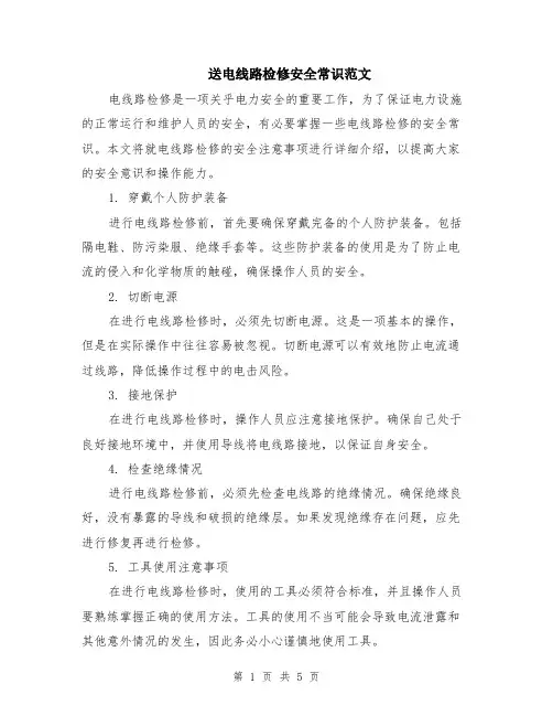 送电线路检修安全常识范文（二篇）