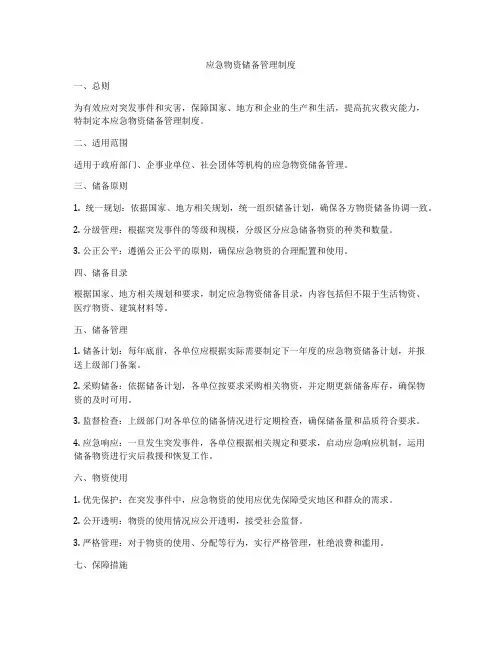 应急物资储备管理制度