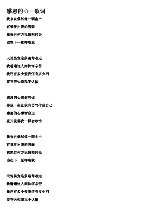 感恩的心—歌词
