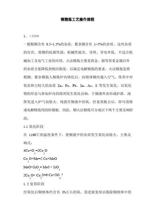 铜精炼工艺操作规程
