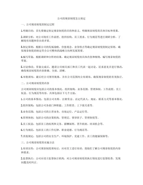 公司的规章制度怎么制定
