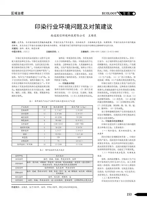 印染行业环境问题及对策建议