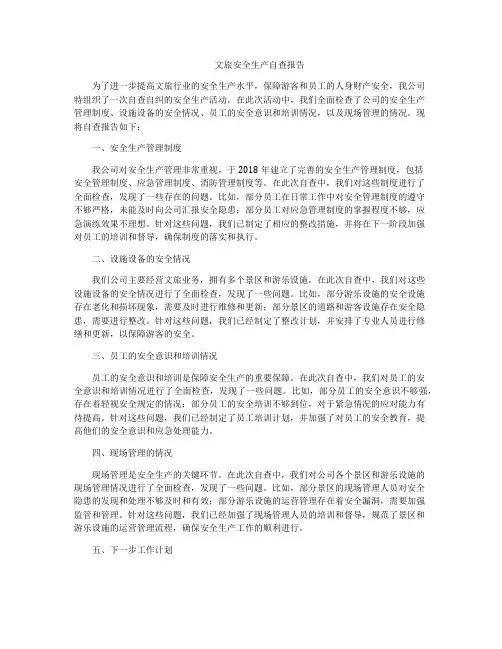 文旅安全生产自查报告