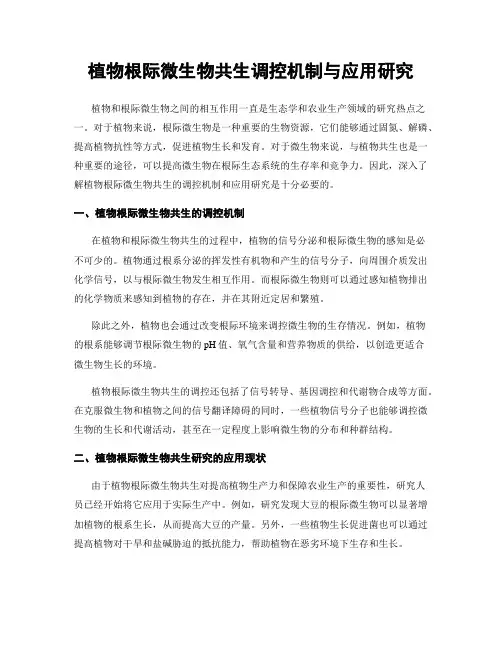 植物根际微生物共生调控机制与应用研究