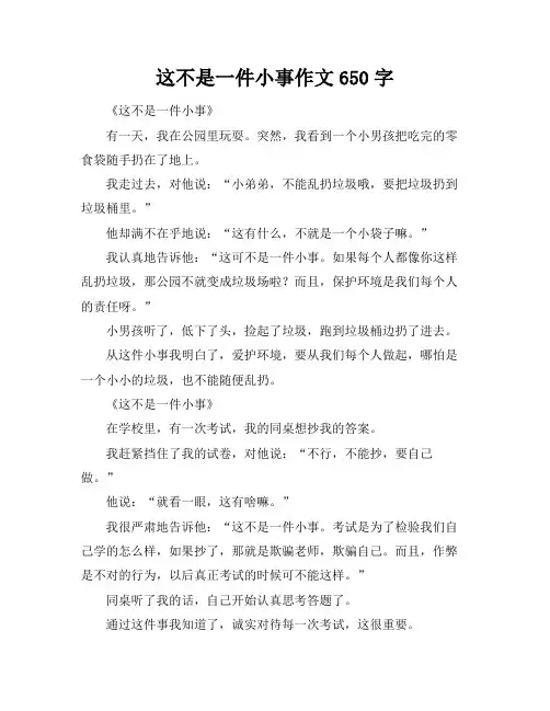 这不是一件小事作文650字