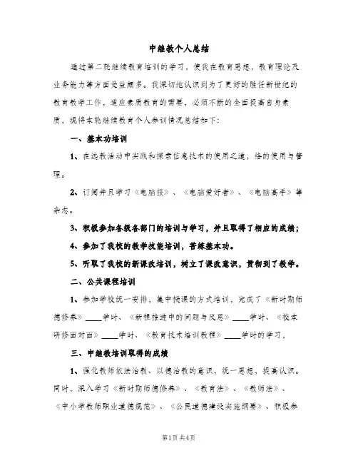 中继教个人总结（2篇）