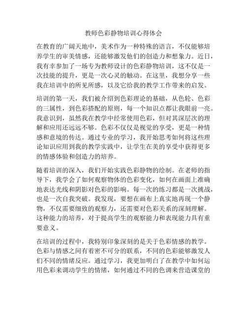 教师色彩静物培训心得体会