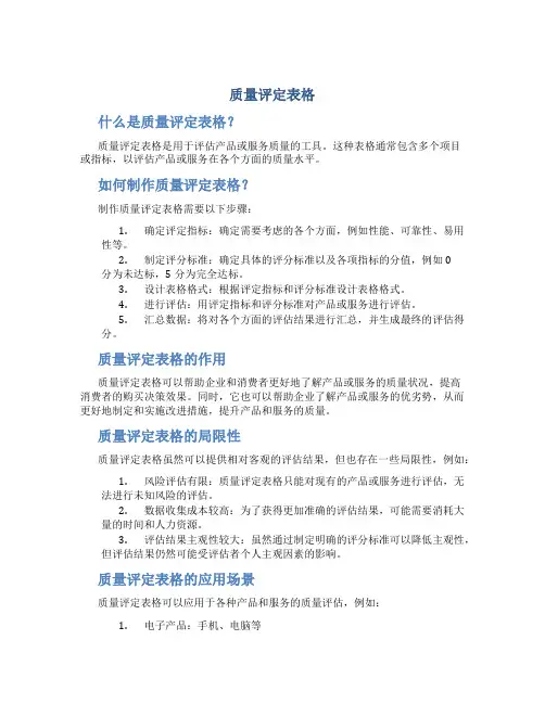 质量评定表格..