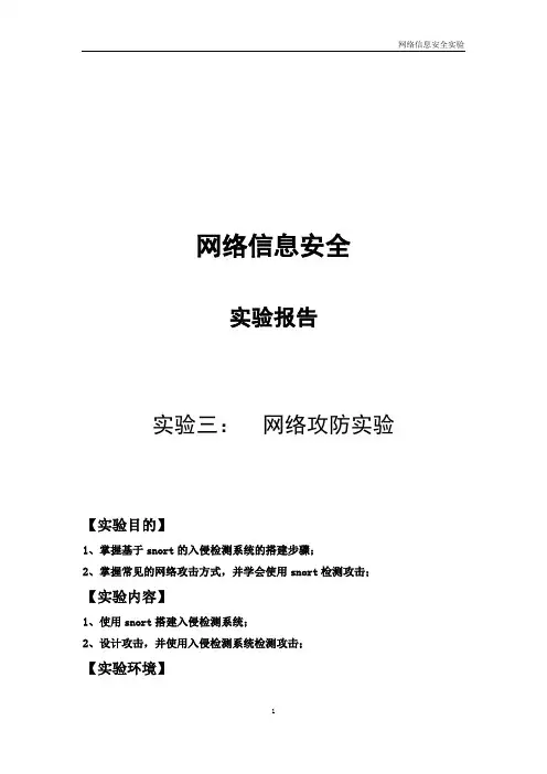 网络信息安全实验报告-网络攻防实验