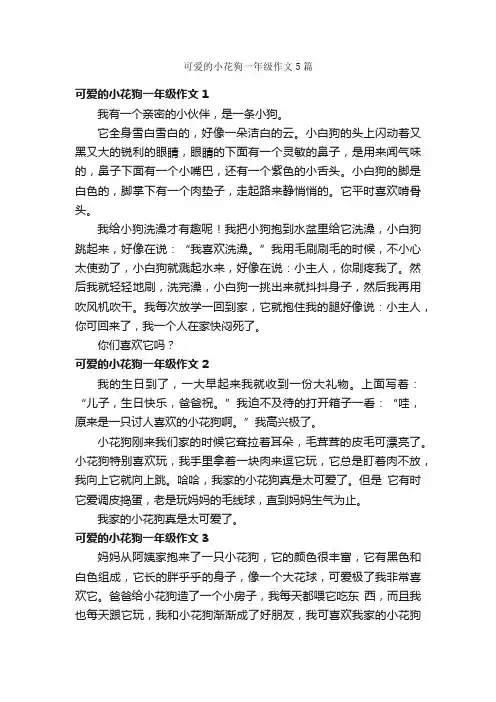 可爱的小花狗一年级作文5篇