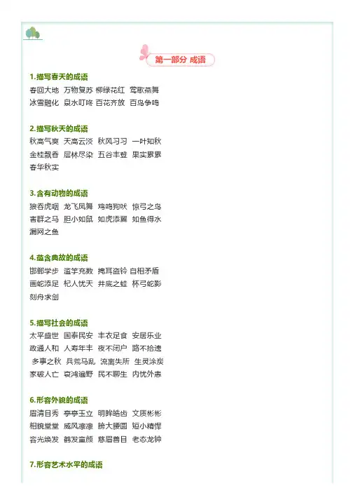语文1-6年级 必背《日积月累》归类汇总(可下载)