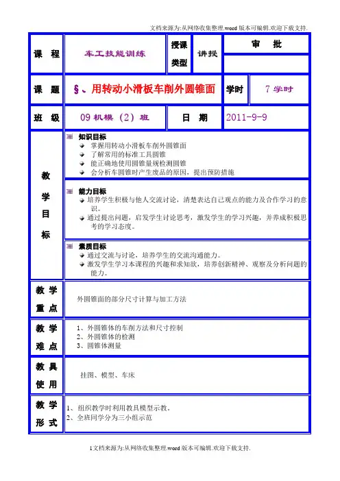 车圆锥面(外)