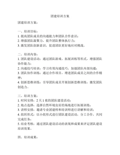团建培训方案