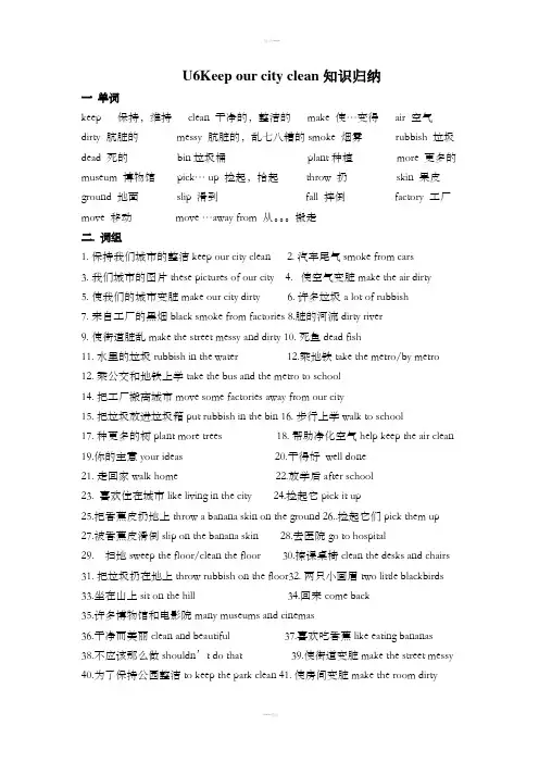 苏教版六年级英语unit6知识归纳