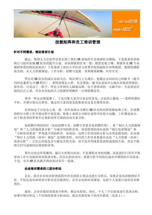 技能矩阵和员工培训管理