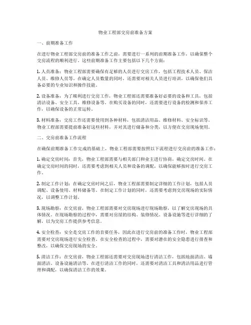 物业工程部交房前准备方案