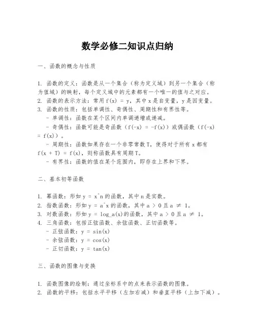 数学必修二知识点归纳