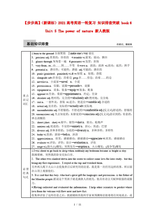 高考英语一轮复习知识排查突破book6Unit5Thepowerofnature新人教