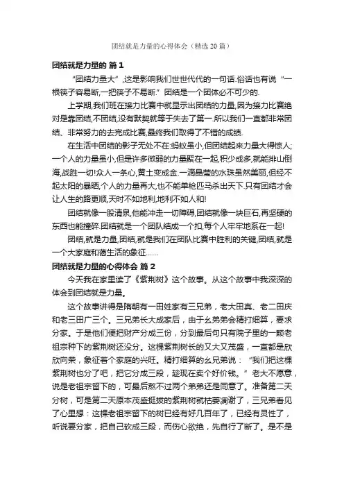 团结就是力量的心得体会（精选20篇）