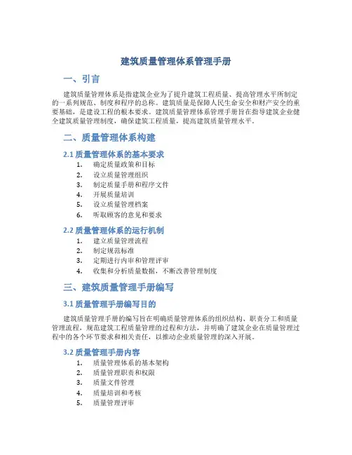 建筑质量管理体系管理手册