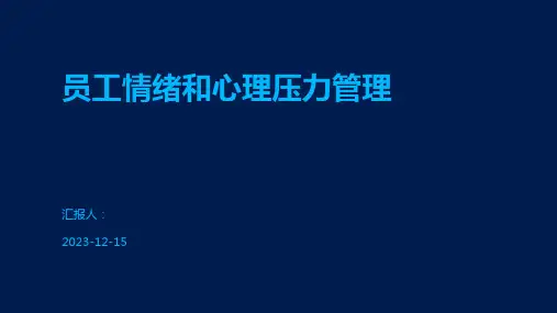 员工情绪和心理压力管理