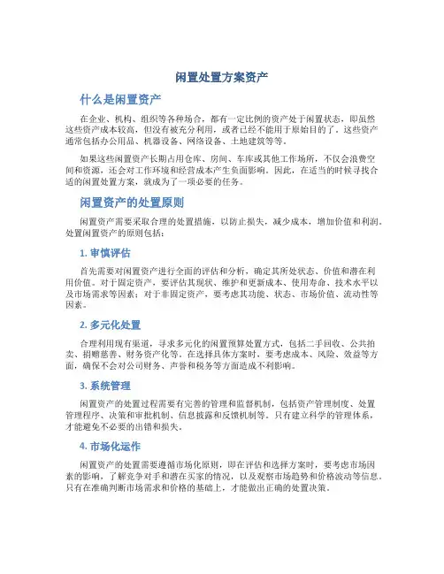 闲置处置方案资产