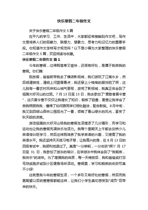 关于快乐寒假二年级作文5篇