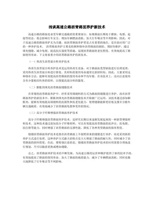 浅谈高速公路沥青路面养护新技术