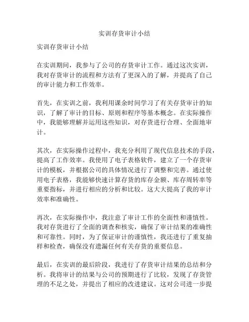 实训存货审计小结