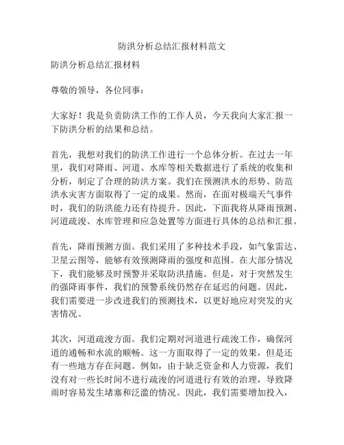 防洪分析总结汇报材料范文