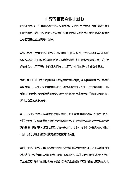 世界五百强商业计划书