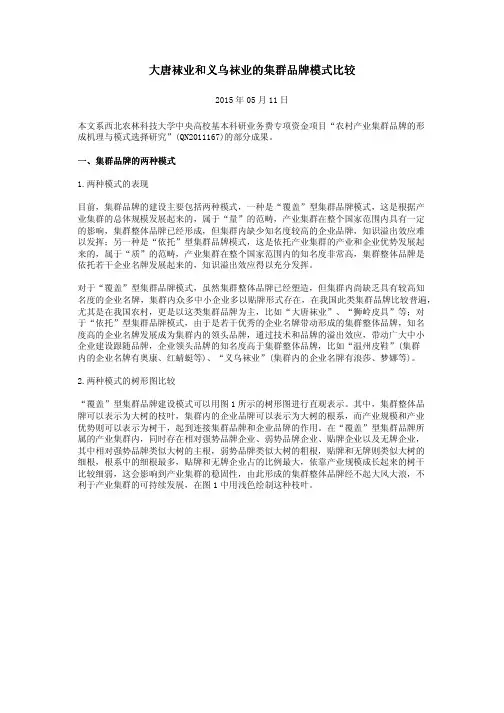 大唐袜业和义乌袜业的集群品牌模式比较