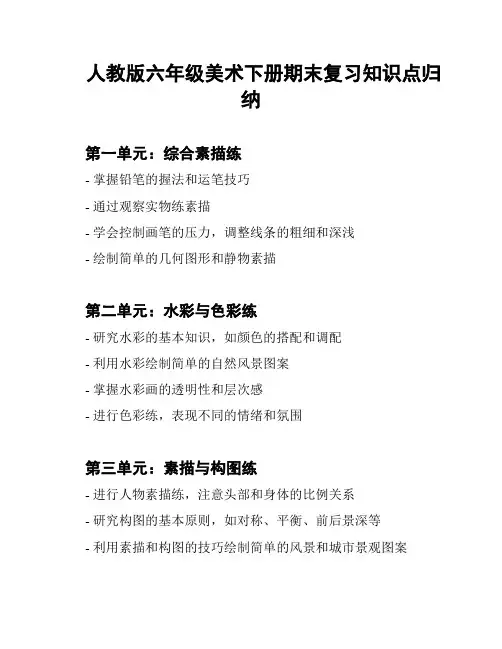 人教版六年级美术下册期末复习知识点归纳
