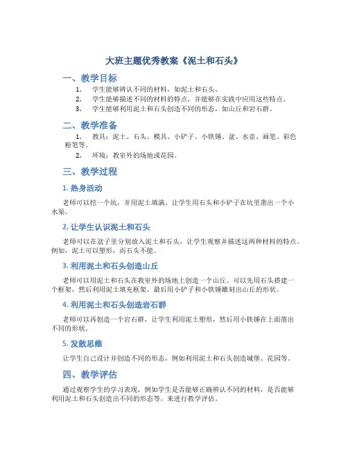 大班主题优秀教案《泥土和石头》