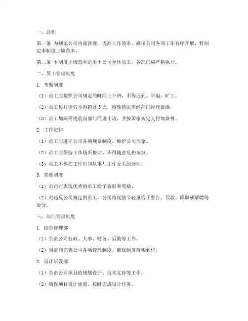 房地产公司制度上墙范本